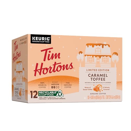 Image of Tim Hortons 12ct KCUPs, Caramel Toffee Flavored 100% Arabica Coffee (Pack of 6)