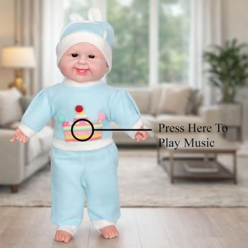 Image of MEMAN Cute Baby Boy Doll - Soft Plush Teddy Toy with Touch Sensor, Talking & Musical Features for Kids, Boys & Girls | Interactive Playtime Companion (Sky)
