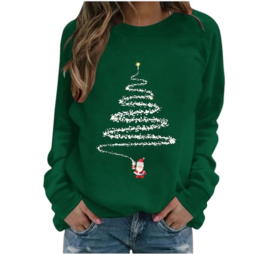 Generisch Weihnachtspullover Damen Rundhals Sweatshirt Weihnachten...