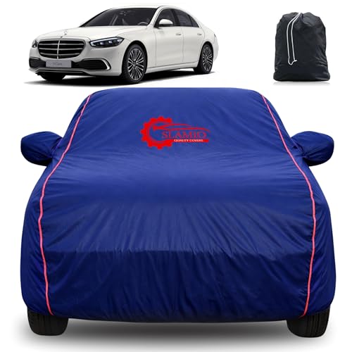 Image of 100% Waterproof Car Cover for Mercedes S-Class | All-Weather, Dustproof & UV Protection | Heavy-Duty 3-Layer Fabric | Custom Fit with Mirror & Antenna Pocket | Navy Blue