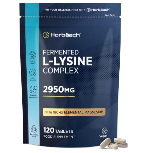 L-Lysine 2950mg | 120 Tablets | Essential Amino Acid | Premium Supplement | Vegan & Vegetarian | By Horbaach