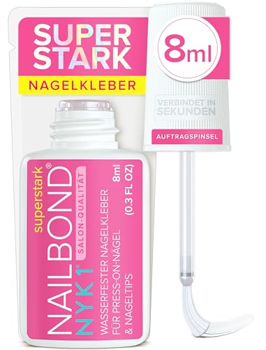NYK1 NailBond Nagelkleber Für Kunstnägel Extra Stark (8ml) Pinsel On Nagelkleber Für Tips Press On Nails Und Acrylnägel Nagel Kleber - Nagelkleber Für Eingerissene Nägel Anti-Pilz Nail Glue