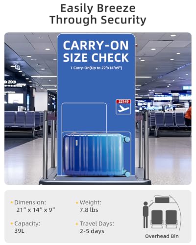 Image of LARVENDER Carry on Luggage 22x14x9 Airline Approved Hardshell Suitcase with Wheels TSA Lock, PC+ABS Lightweight Suitcase Set for Women with Travel Backpack, Navy Glow, 3 Piece Set