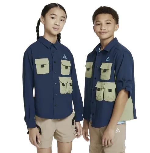 ACG 'Devastation Trail' Big Kids' Dri-FIT UV Loose Fit Trail Top, Blue/Green, Large