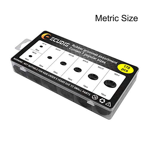 Ecudis 170Pcs Rubber Grommet Firewall Hole Plug Set Electrical Wire Gasket Assortment, Set Of 7 Different Metric Sizes For Car, Pump (Set Of 1) #TOP1