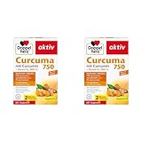 Doppelherz Curcuma 750 mit Curcumin + Vitamin D3 1000 I.E. – Vitamin D unterstützt die normale Funktion des Immunsystems – 60 Kapseln (Packung mit 2)