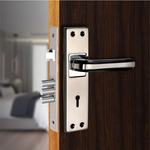 Image of Milton Iron 7 Inch Mortise Lock Set - MHI- Liner, Finish Black Silver