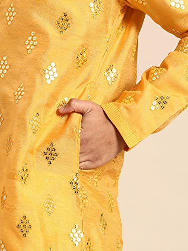 Image of Rajubhai Hargovindas Men's Jacquard Work Kurta Set