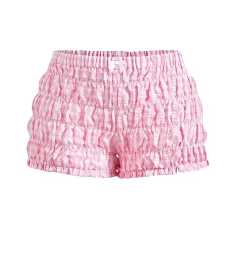 Image of Cute Bloomers Shorts for Women Y2k Ruffle Gingham Bottoms Low Rise Lounge Boy Shorts Plaid Mini Pj Boxers