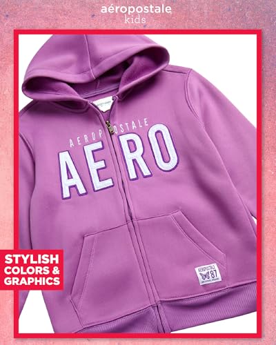 AEROPOSTALE Girls Tracksuit - 2 Piece Cozy Fleece Zip Up Hoodie and Jogger Sweat Pants - Sweat Suit for Girls (Sizes: 4-12)3