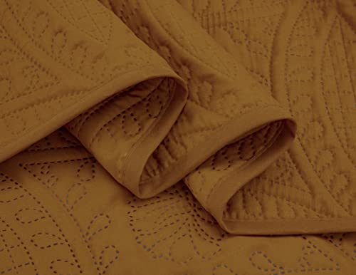 Image of Chezmoi Collection Austin 3-Piece Oversized Bedspread Coverlet Set (King, Spice)