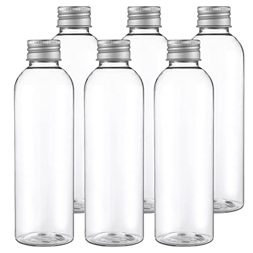UPKOCH Lot de 6 Bouteilles de Jus en Plastique de 200 Ml (6. 7 Oz) avec Bouchons en Aluminium Bouteilles D'eau Transparentes Réutilisables Récipients pour Jus Vinaigrette