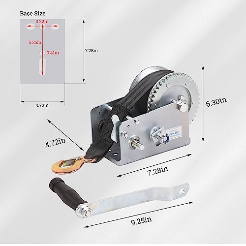 Lfgud LG0134D0006 Hand Winch Boat Trailer Winch 2500Lbs Heavy Duty Hook thumb #2