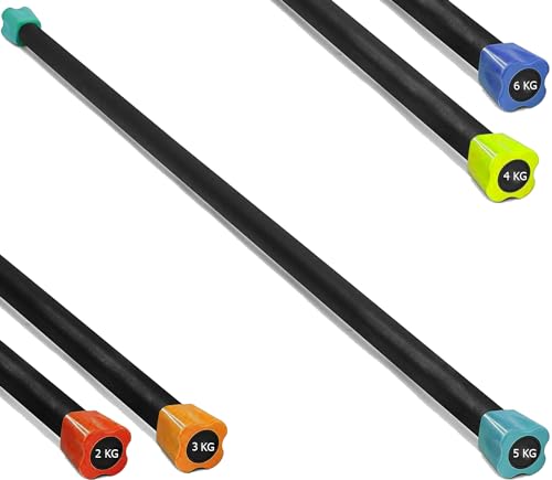 G5 HT SPORT Body Bar Professionale Barra con Peso da 2 a 6 kg Bilanciere per Allenamento Aerobico, Yoga, Pilates | Home Gym e Palestra (5 kg (Turchese))
