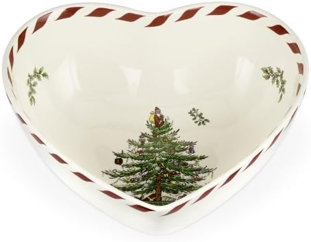 Spode Christmas Tree Peppermint Heart Bowl 8"