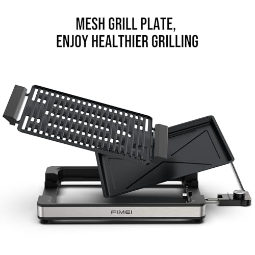 FIMEI Parrilla de Mesa 1800W, Barbacoa Eléctrica para Interior y Exterior, Plancha Cocina Electrica Recubrimiento Antiadherente, Termostato Ajustable, Bandeja Asar y Goteo Apta Lavavajillas - imagen 2