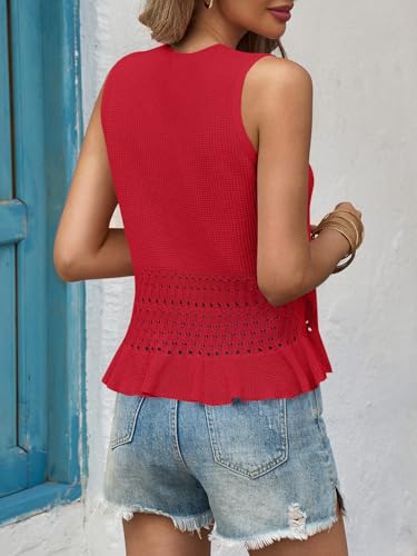 Image of Saodimallsu Womens Crochet Tank Top Sweater Vest