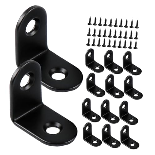 CIYODO 20pcs L Brackets for Wood Black Corner Brackets Brackets for Shelves Stainless Steel Metal Shelf Brackets