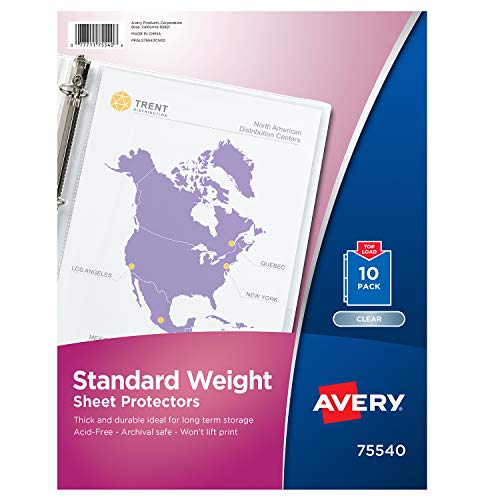 Avery Standard Weight Sheet Protectors, Pack of 10 Sheet Protectors (75540)