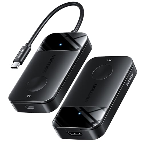 VENTION 4K@30Hz Wireless HDMI Transmitter and Receiver, 5G Wireless USB-C to HDMI Extender 165FT/50M, 60W Fast Charging, for Streaming Video from Laptop/Phone/Tablet to Monitor/Projector/TV