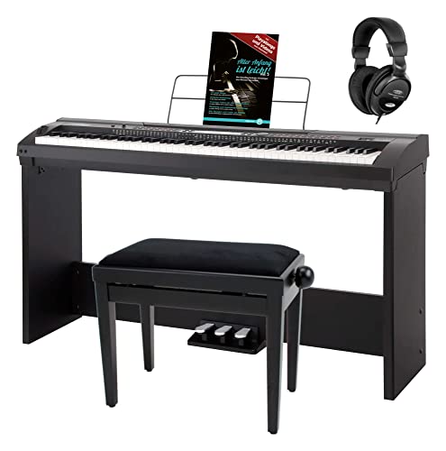 Classic Cantabile SP-250 BK piano de scène noir Deluxe SET y compris pupitre, banquette, casque - Les Beatles, Paul McCartney, John Lennon, RIngo Starr, George Harrison Classic Cantabile SP-250 BK piano de scène noir Deluxe SET y compris pupitre, banquette, casque