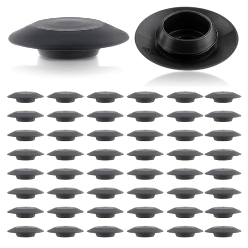 Image of GoaMotors 50PCS- 1 /2 0.5 inch Flush Sheet Metal Plugs, Black Plastic Body and Sheet Metal Hole Plug, Button Plugs with Flush-Type Heads