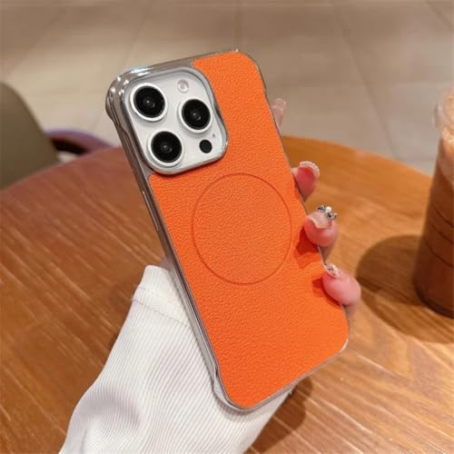 Étui de téléphone orange en cuir mat idéal pour le bureau et les sorties