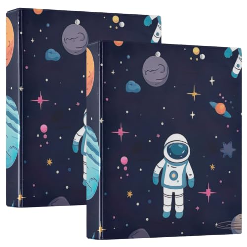 Classeur 3 anneaux D souple bleu astronaute rangement documents scolaire bureau