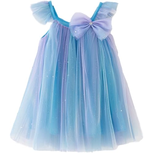 Girls Ruffled Sleeve A-Line Tulle Flower Ruffles Dress Casual Girls Princess Wedding Party Dresses