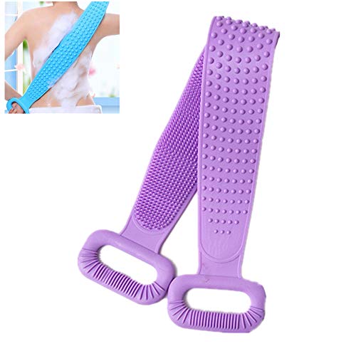 samyki Silicone Bath Body Brush Silicone Rub Bath Towel, Back Cleaning Bath Strap with Soft Brush Bristles and massage dots, Silicone Dual Sided Back Scrubber Shower Towel For Men and Women