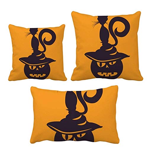 Housse de coussin Halloween monstre citrouille chat pour déco salon