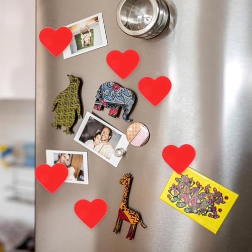 Imanes de corazón para refrigerador rojo y rosa, 40 piezas miniatura 3