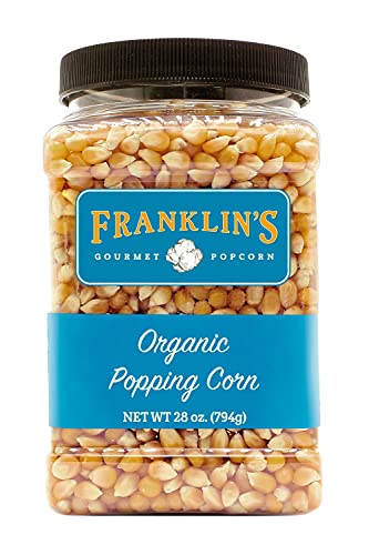 Franklinâ€™s Gourmet Popcorn Certified USDA Organic Popcorn Kernels - 28oz. Tub - Delicious Old Fashioned Unpopped Kernels, All Natural - Authentic Movie Theater Popcorn Taste â€“ Made in USA