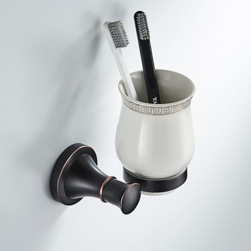 Image of Black Bathroom Toothbrush Holder Wall Mounted Bathroom Hardware Accessories,Oil Rubble Bronze