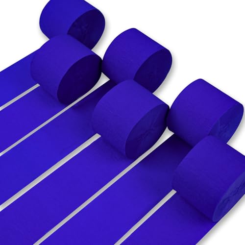 Image of PartyWoo Blue Crepe Paper Streamers 6 Rolls 492 ft Pack of Dark Royal Blue Crepe Paper for Graduation Independence Day Baby Shower Wedding Birthday Party Decorations (1.8 Inch x 82 Ft /Roll)