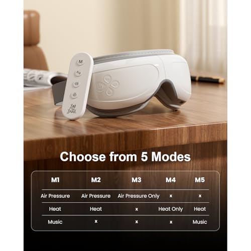 Bob and Brad Eye Massager with Remote Control & Heat, Compression, Music Rechargeable Electric Eye Mask Eye Heat Massager for Relax and Reduce Eye Strain Dry Eye - EyeOasis 2 Plus