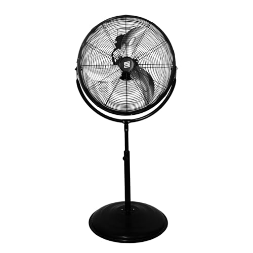 ARTREE-Ventilador industrial 130W，3 velocidades,aspas aluminio，diámetro 56 cm, altura regulable hasta 145 cm.Adecuado para fábricas, exteriores, talleres, fiestas, salas de estar grandes.
