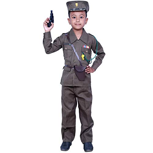 Luckey H Star Garments Military Dress for Kids in Green Colour with Cotton Blend Material for