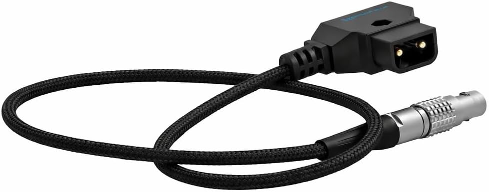 KONDOR BLUE | Coiled D-Tap to 2-Pin LEMO 0B Male Power Cable | 16-36 Inch, Nylon Braided, Right-Angle D-Tap, for Blackmagic Pyxis 6K, SmallHD, Teradek, Z CAM | Blue