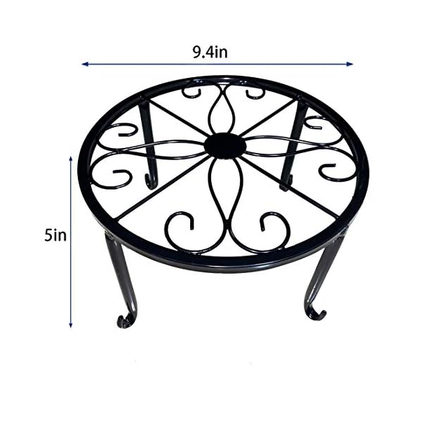Indoor Plant Stand - Plant Stands Outdoor Metal 3 Pack Durable Round Flower Pot Rustproof Iron Rack Perfect for Home, Garden, Patio（9 Inches, Black） - Image 4
