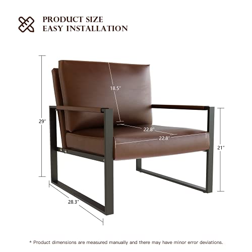 Recaceik Mid-Century Modern Accent Armchair, Pu Leather Single Sofa, Lounge Living Room Chair With Arm For Home Furniture, Brown #TOP5