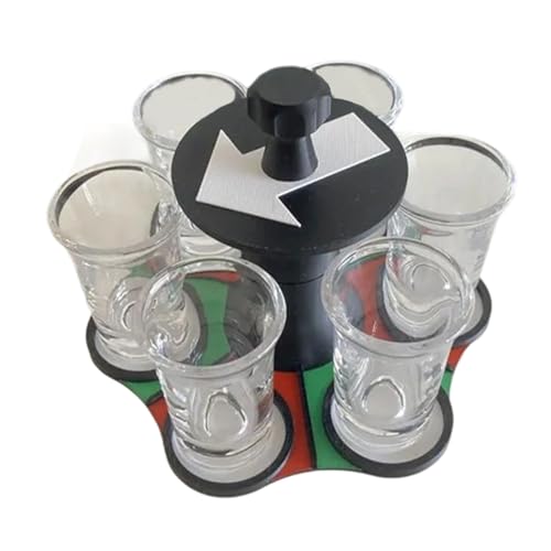 Nuytghr Juego de ruleta para beber, juego de ruedas, kit de soporte para vasos de chupito, entretenimiento interactivo de fiesta de 5.12 pulgadas, actividad rompehielos, para familia, reunión de