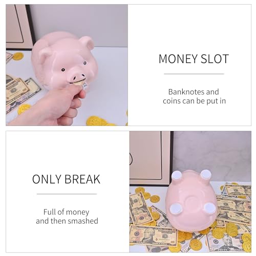 Image of 8 inch Piggy Bank for Adults Must Break to Open,Ceramic,Girls Piggy Bank for Boys,Money Box for Cash Gift,Coin Bank,Tip Jar,Alcancias De Dinero para Adultos Ninos,Piggy Bank for Kids,Cash