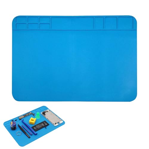 Soldering Mat, Silicone Work Mat 30x20cm 500℃ Heat Resistant Insulation Mat, Anti Static Magnetic Electronics Repair Mats with Grids for Phone, Computer, Electronics, Watch Repair, Soldering Iron