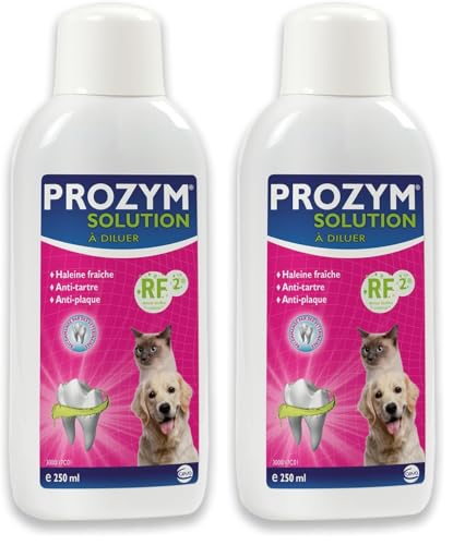 Prozym - Solution Dentaire à diluer pour Chiens et Chats - N°1 chez Les vétérinaires - Haleine fraîche - Anti-tartre - Anti-Plaque - Gencives saines (Lot...