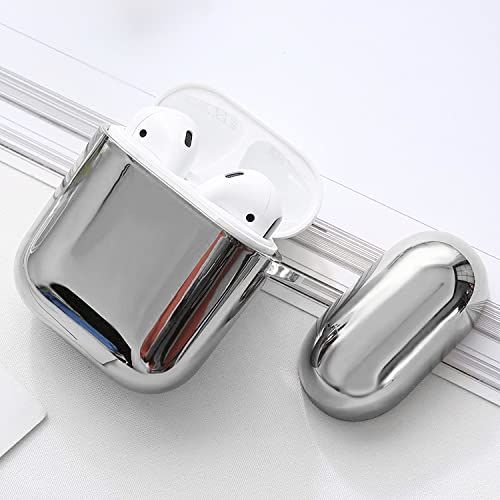 Airpods Case Cover,Apple Airpods 2Nd 1St Generation Case,Mirror Plating Silicone Cover (Silver Plating Grey) #TOP3