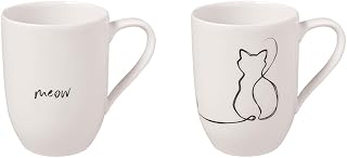 Villeroy & Boch – Statement Tassen Set "Katze" 2 teilig Weiß, Schwarz, Spülmaschinenfest, Mikrowellensicher, Katzentassen, Kaffeebecher, Katzenbecher, Tasse, Kaffeetasse, Becher, Premium Porzellan
