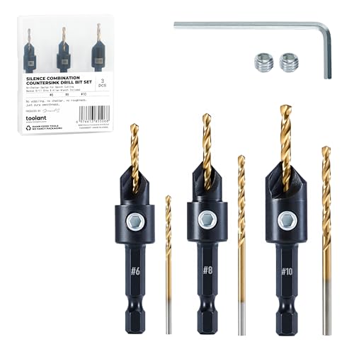 Foret conique toolant lot de 3 mèches #6 #8 #10 Pro mèche à fraiser le bois