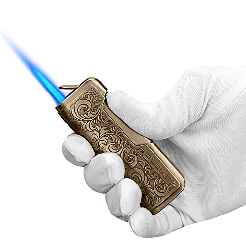 Cigar Cutter And Lighter Set Stainless Steel Bronze Engraved Double Guillotine Cut Blade And Retro Carved Lighter Packing With Nice Gift Box Great Gift For All Cigar Lovers(2Pcs/Set) (Sliver) #TOP3