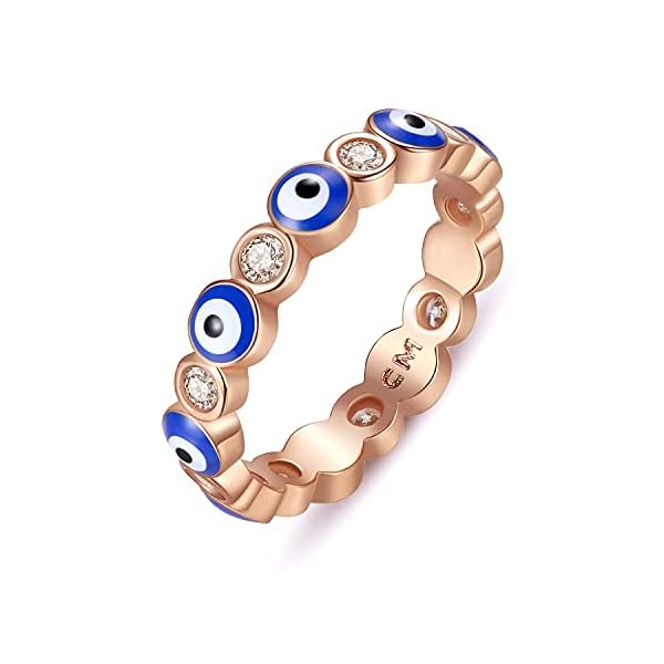 Puerzi-Evil-Eye-RingRose-Gold-Plated-Ring-Suitable-for-Women-GirlsSize-6-to-10 Puerzi Evil Eye Ring,Rose Gold Plated Ring Suitable for Women Girls,Size 6 to 10 (Gold, 9)